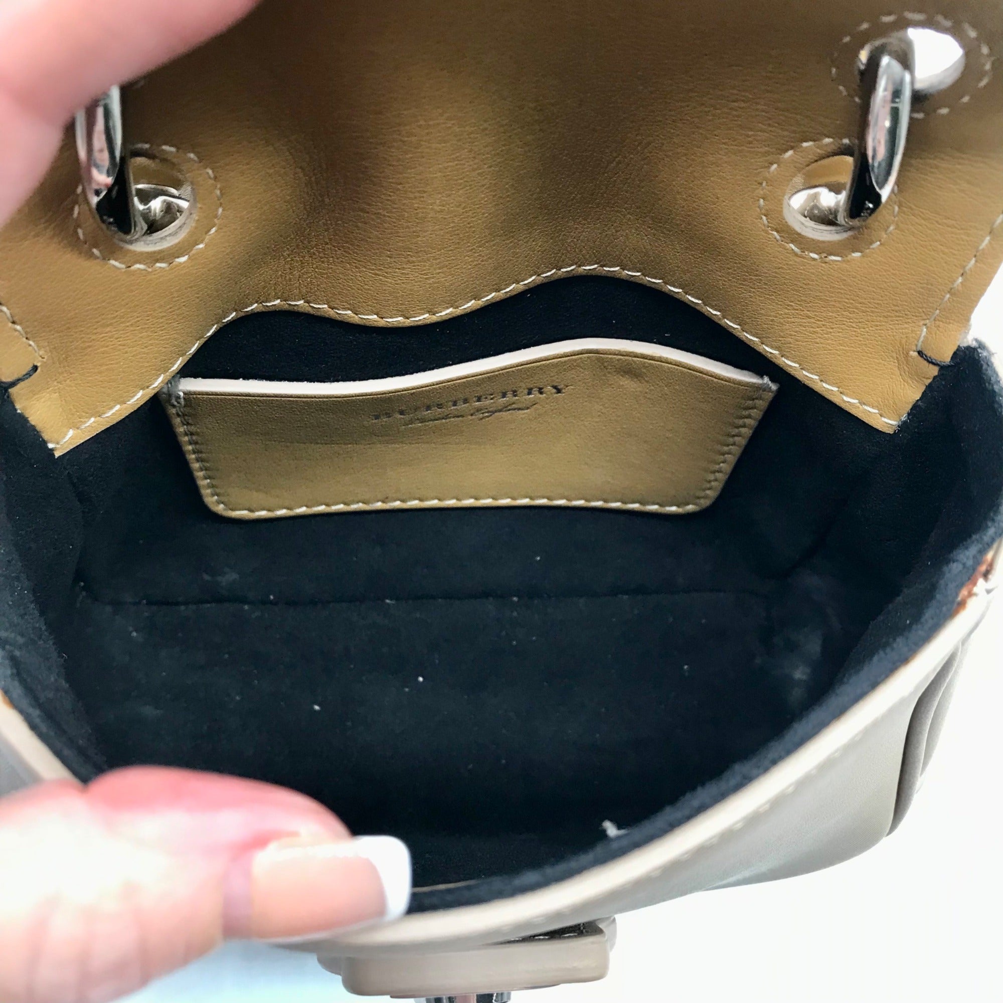 Burberry Beige Leather DK88 Top Handle Crossbody Bag