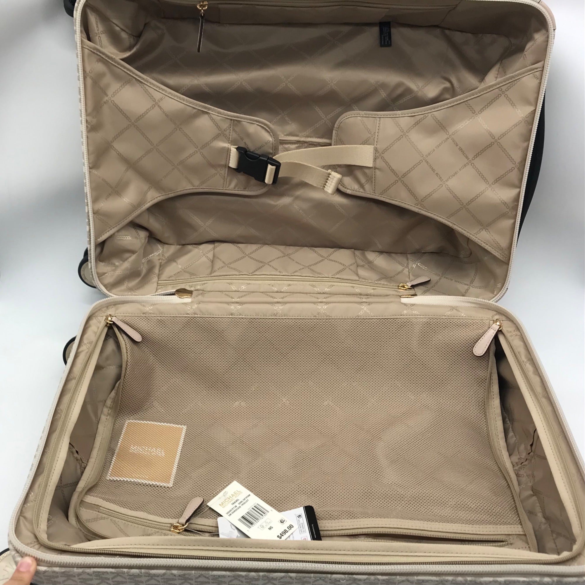 Michael Kors Vanilla And Soft Pink Monogram Logo Suitcase