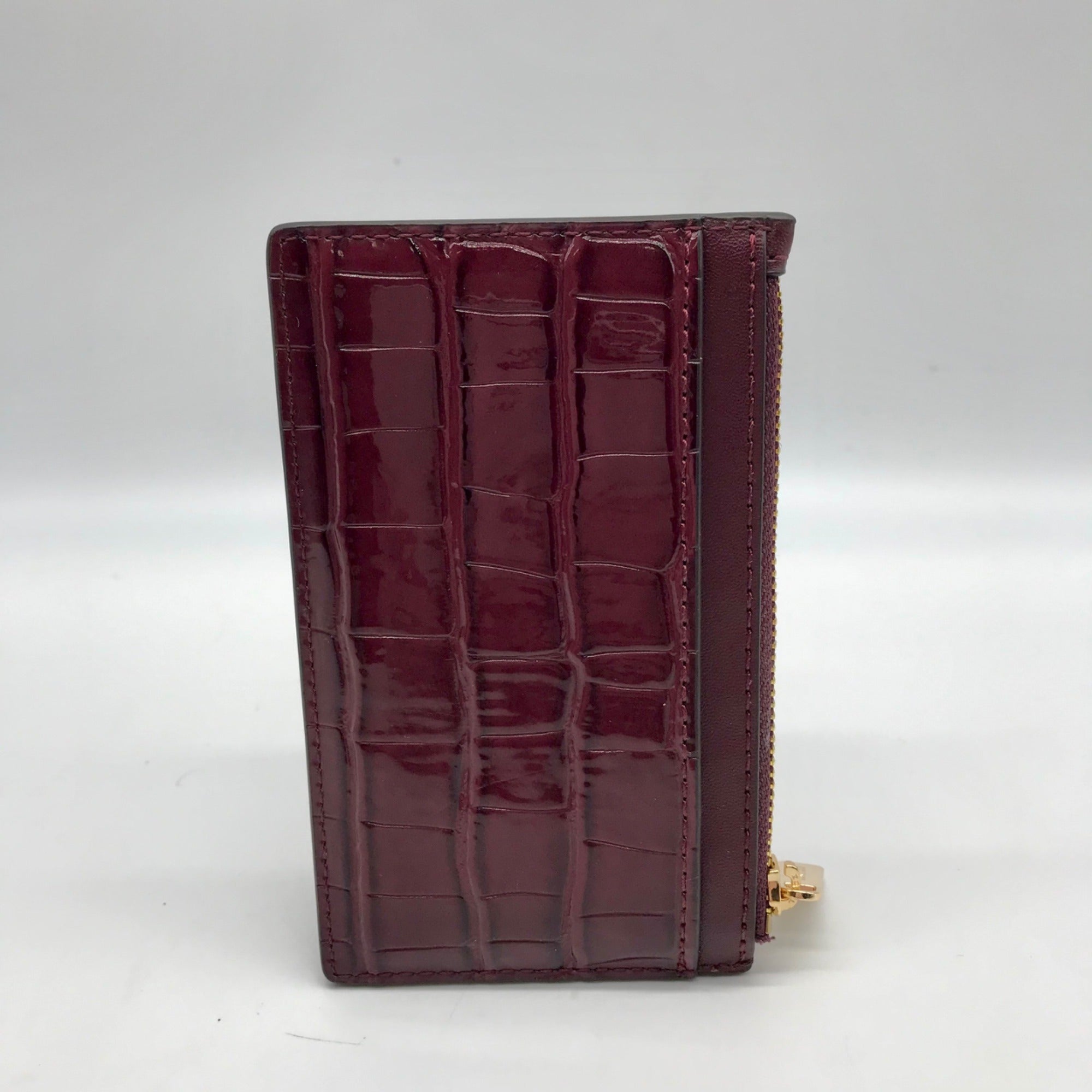 Michael Kors Oxblood Croc Embossed Leather Card Holder