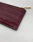 Michael Kors Oxblood Croc Embossed Leather Card Holder
