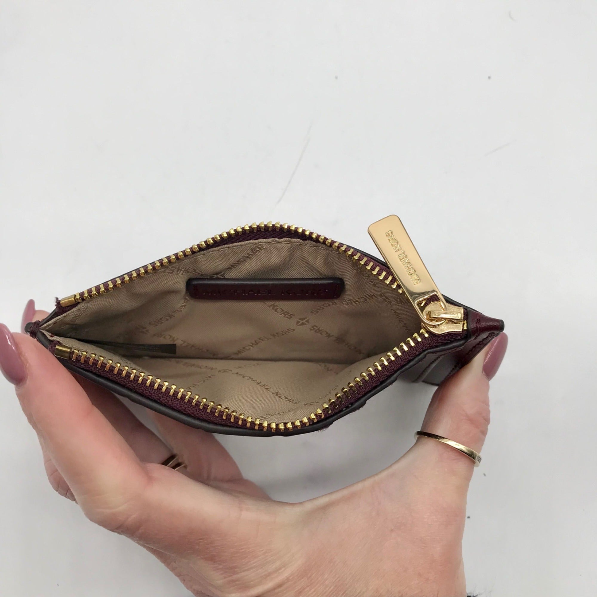 Michael Kors Oxblood Croc Embossed Leather Card Holder