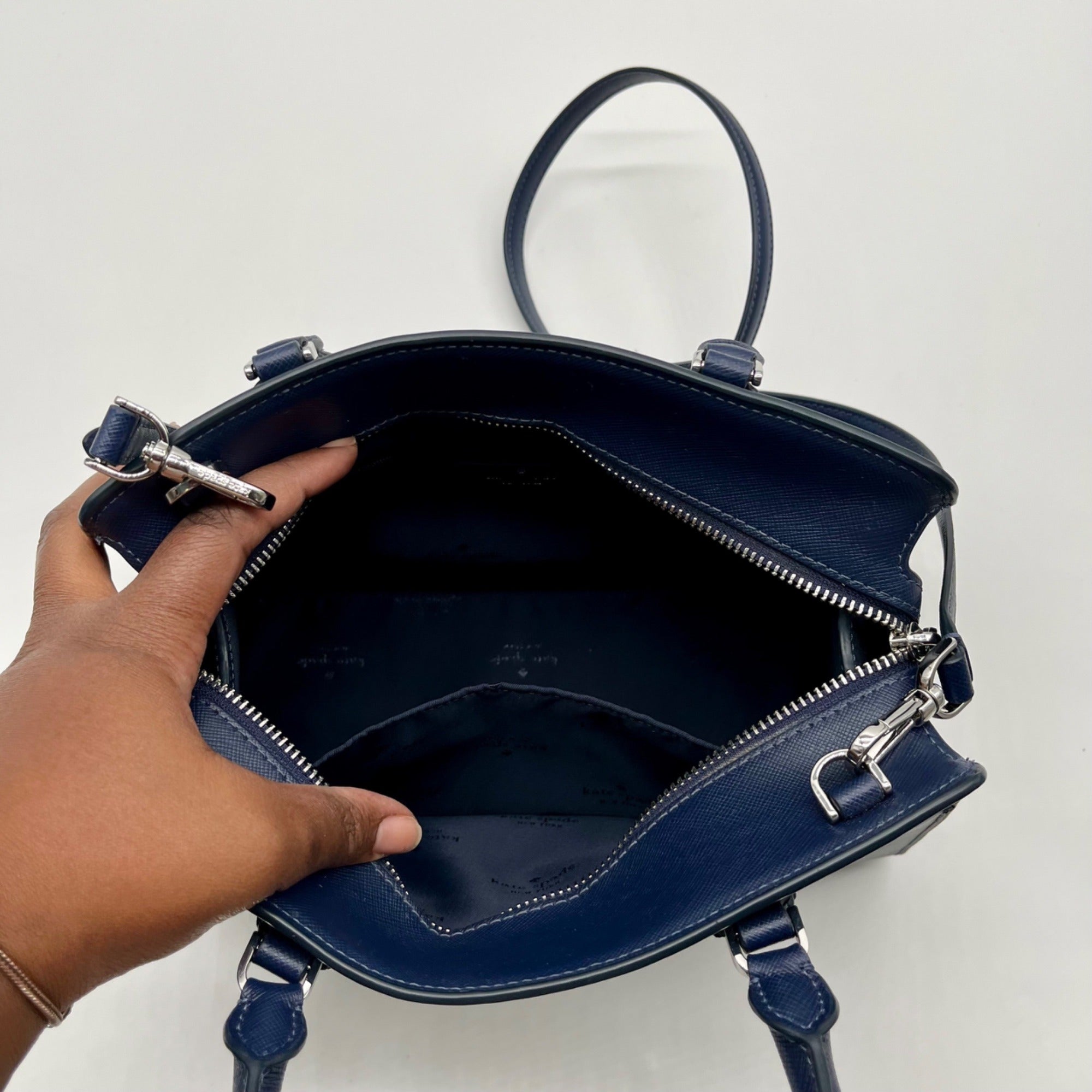 Kate Spade Blue Medium Saffiano Leather Satchel Bag