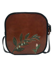 Turtle Ridge Tan Italian Vegetable Tanned Leather Hand Painted Boxy Bag