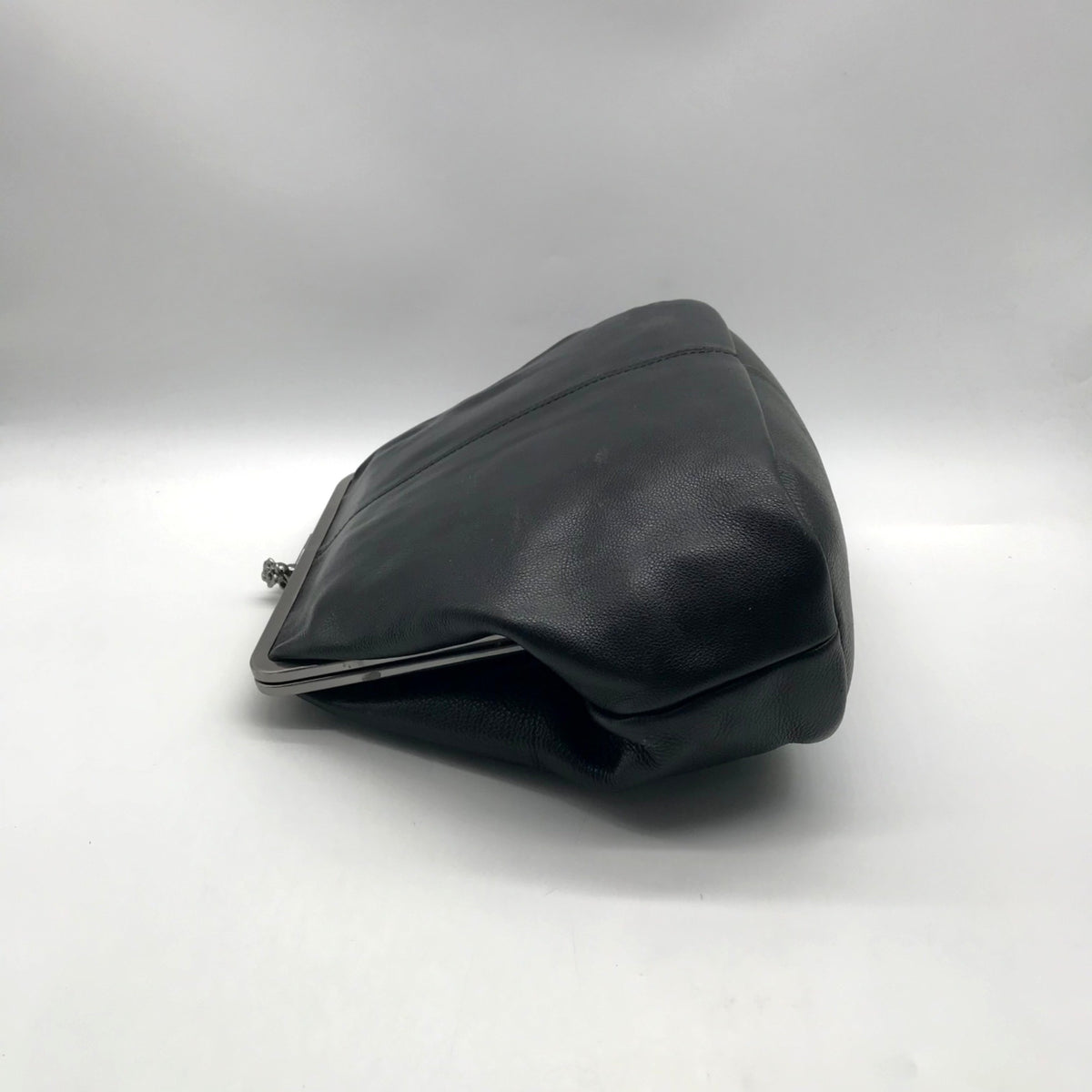 Patricia Nash Black Pebbled Leather Convertible Kiss-Lock Satchel