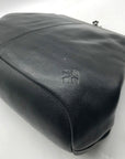 Patricia Nash Black Pebbled Leather Convertible Kiss-Lock Satchel