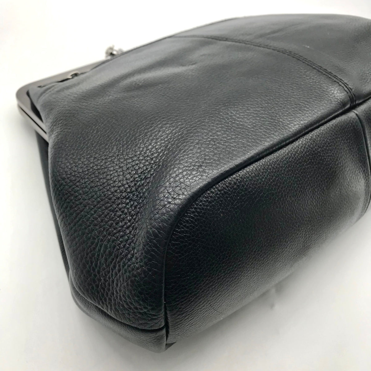Patricia Nash Black Pebbled Leather Convertible Kiss-Lock Satchel