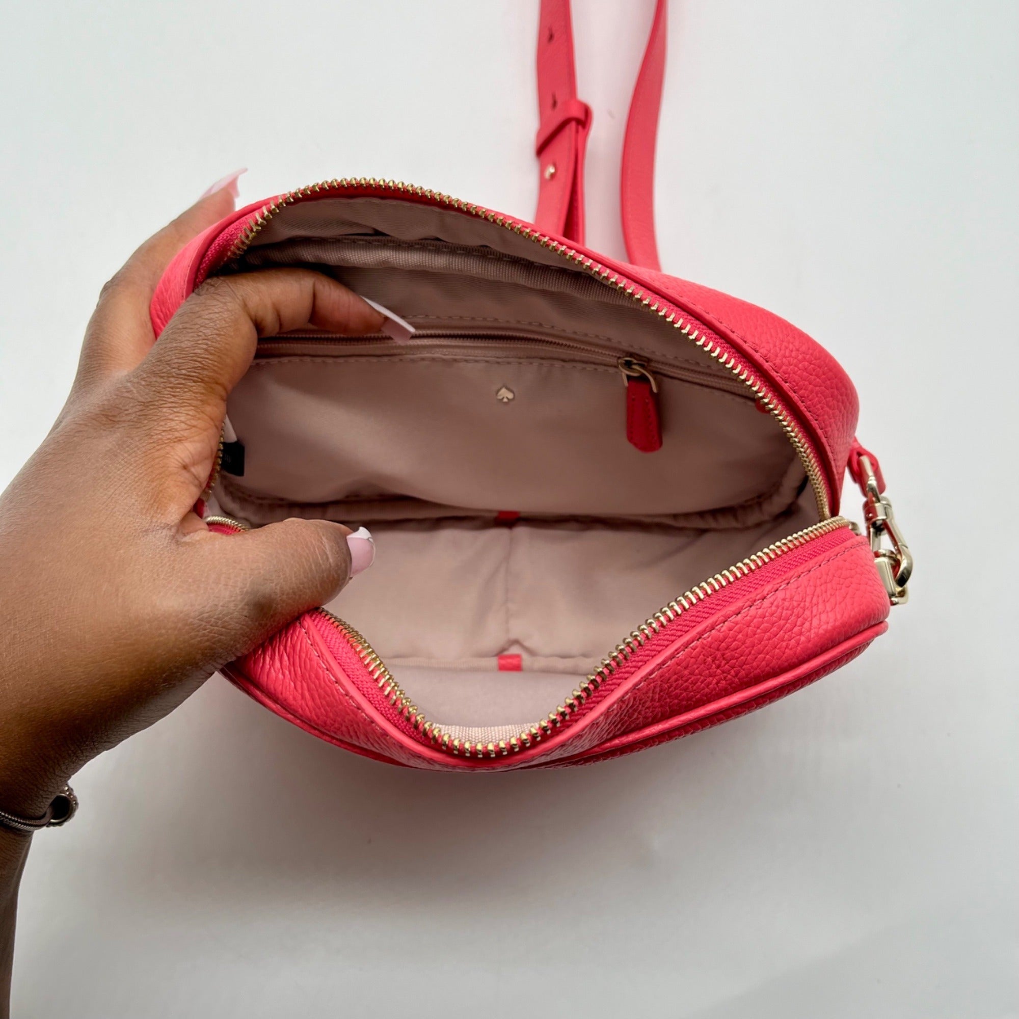 Kate Spade Pink Pebbled Leather Camera Crossbody Bag
