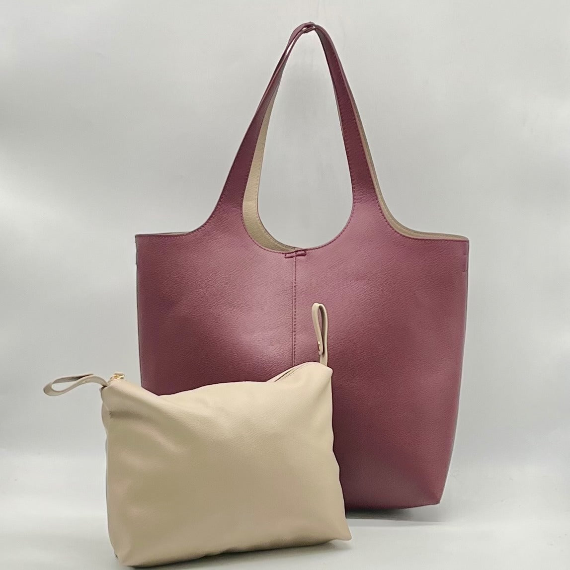 Madison West Elle Burgandy Leather Tote Bag