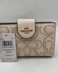 Coach Chalk Pebbled Leather Signature Rivets Corner Zip Wallet