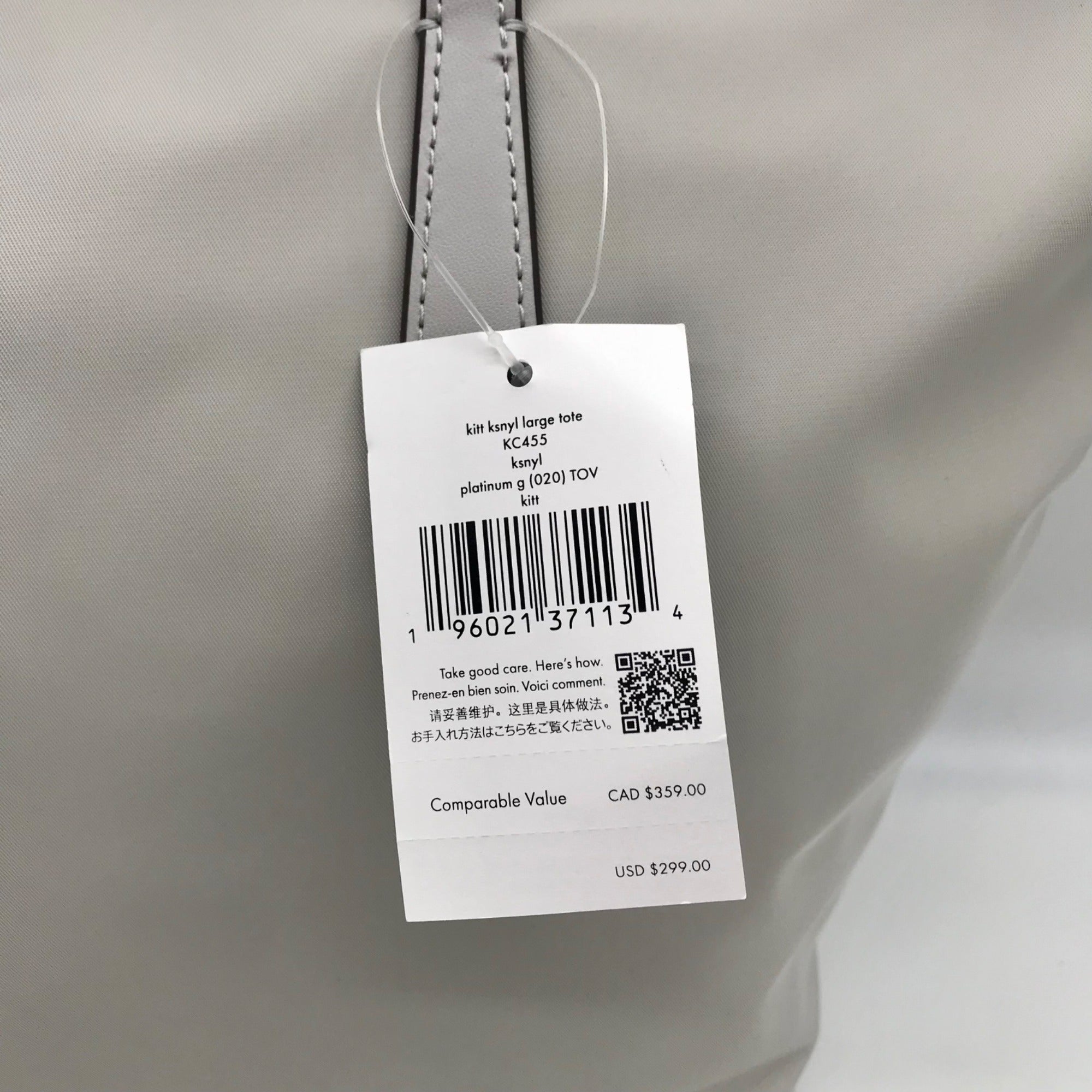 Kate Spade Nimbus Grey Nylon Kitt Tote Bag