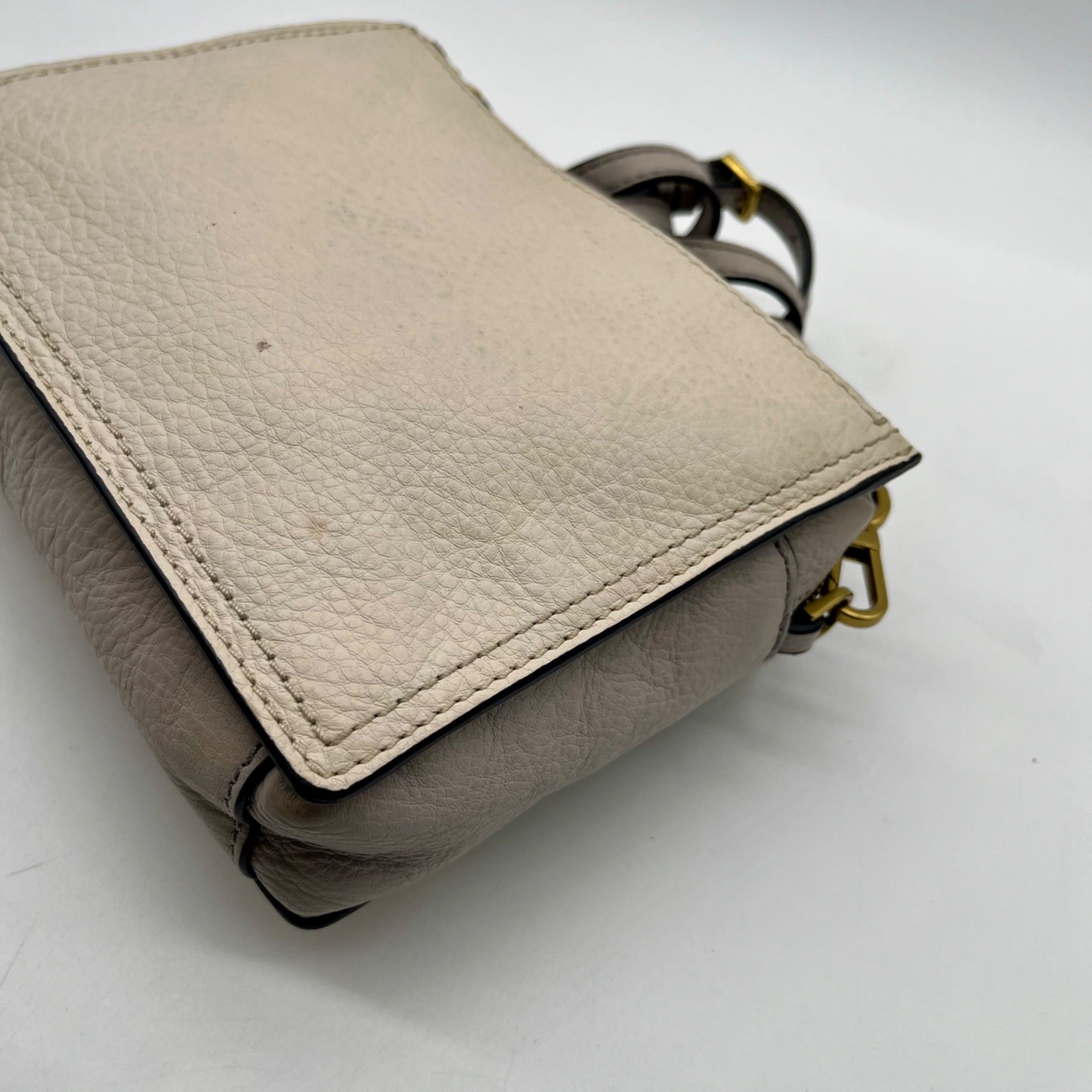 Fossil Cream Pebbled Leather Adjustable Crossbody Bag