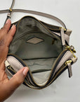 Fossil Cream Pebbled Leather Adjustable Crossbody Bag