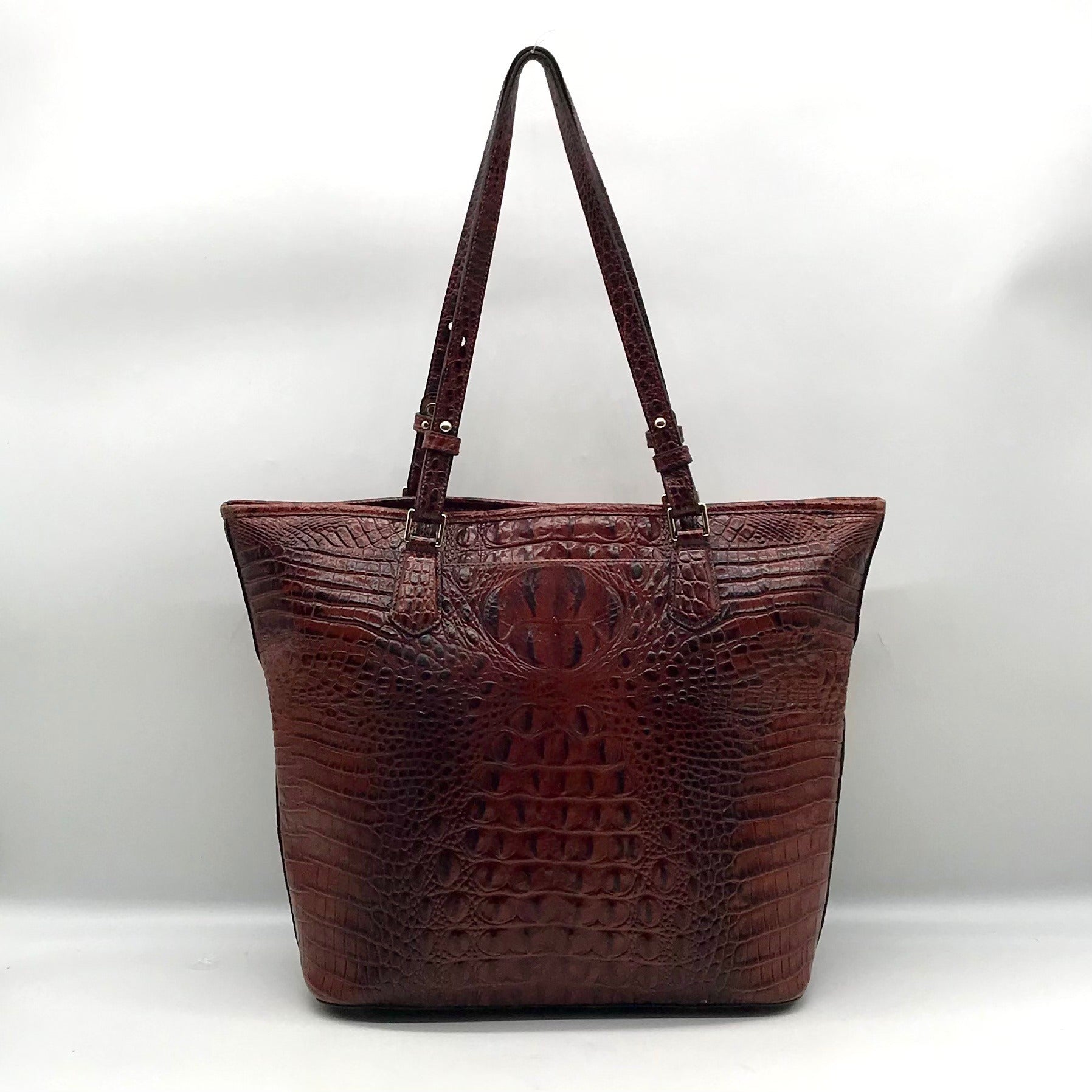 Brahmin Brown Melbourne Croc Embossed Leather Asher Tote Bag