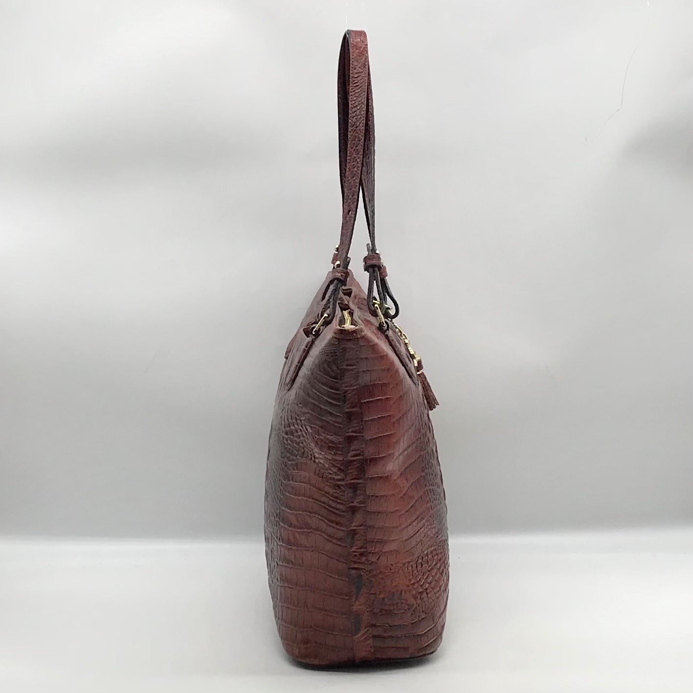Brahmin Brown Melbourne Croc Embossed Leather Asher Tote Bag