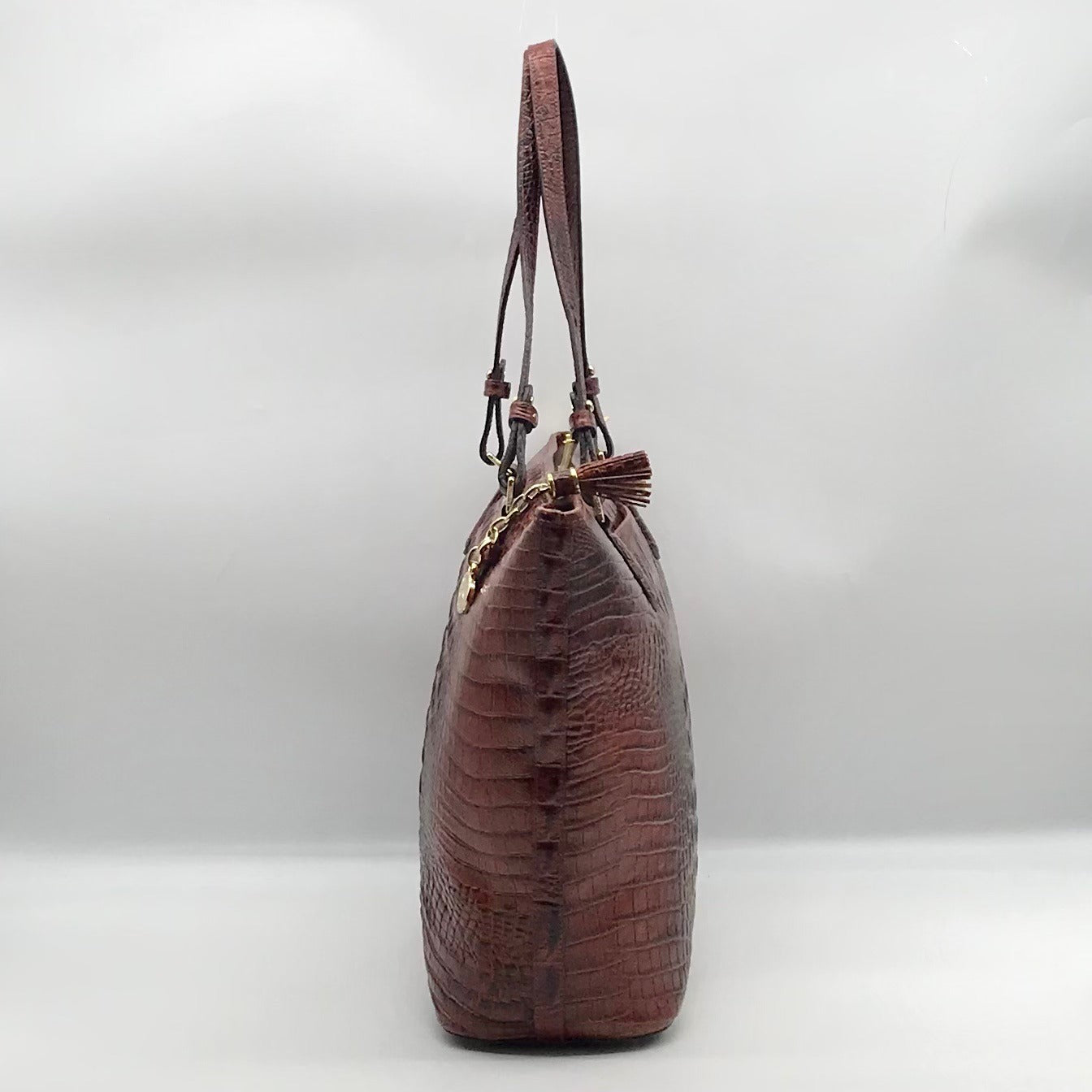 Brahmin Brown Melbourne Croc Embossed Leather Asher Tote Bag