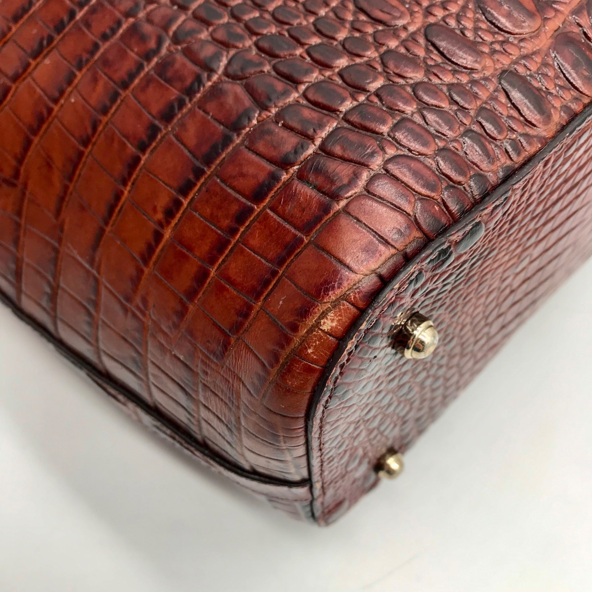 Brahmin Brown Melbourne Croc Embossed Leather Asher Tote Bag