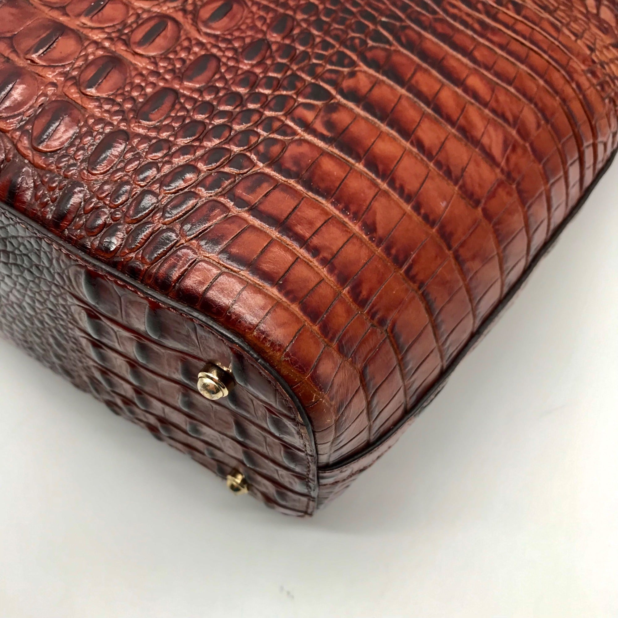 Brahmin Brown Melbourne Croc Embossed Leather Asher Tote Bag