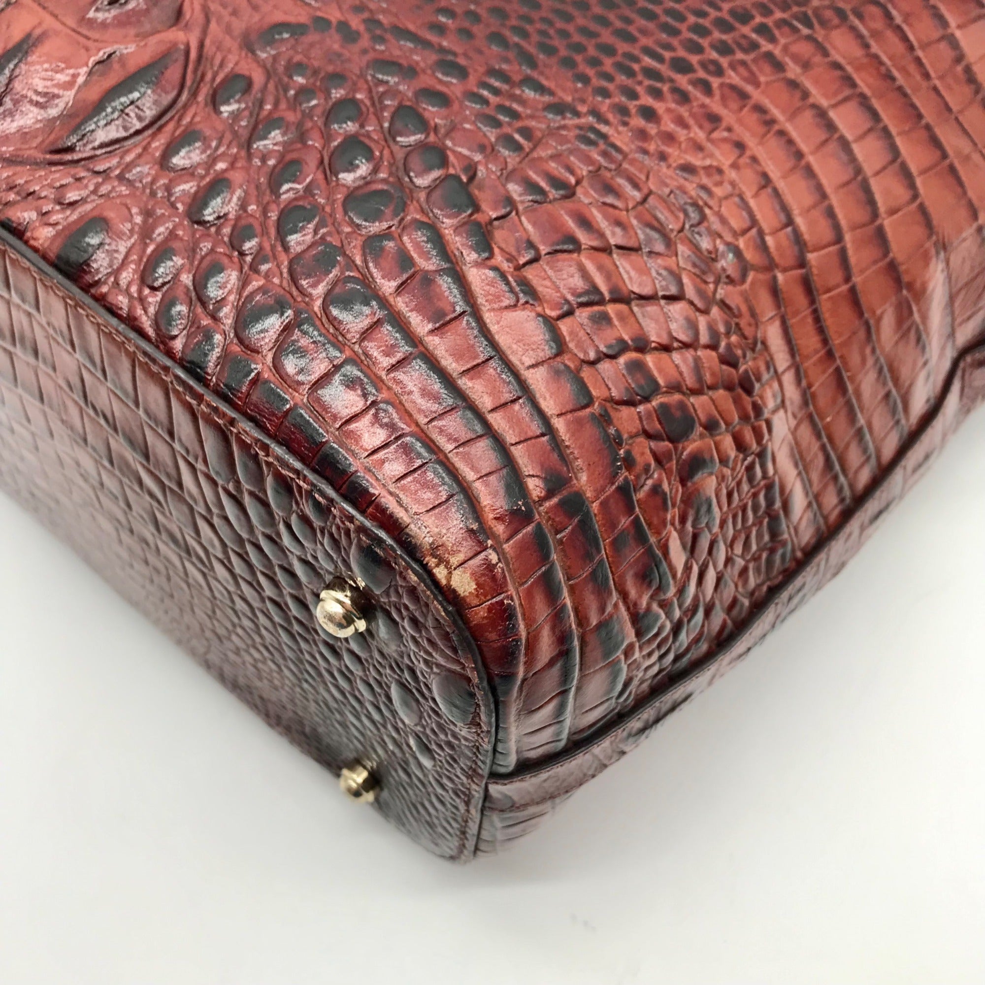 Brahmin Brown Melbourne Croc Embossed Leather Asher Tote Bag
