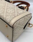 Tory Burch Beige Jacquard Monogram Logo Petite Barrel Bag