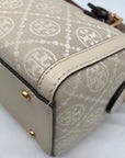 Tory Burch Beige Jacquard Monogram Logo Petite Barrel Bag