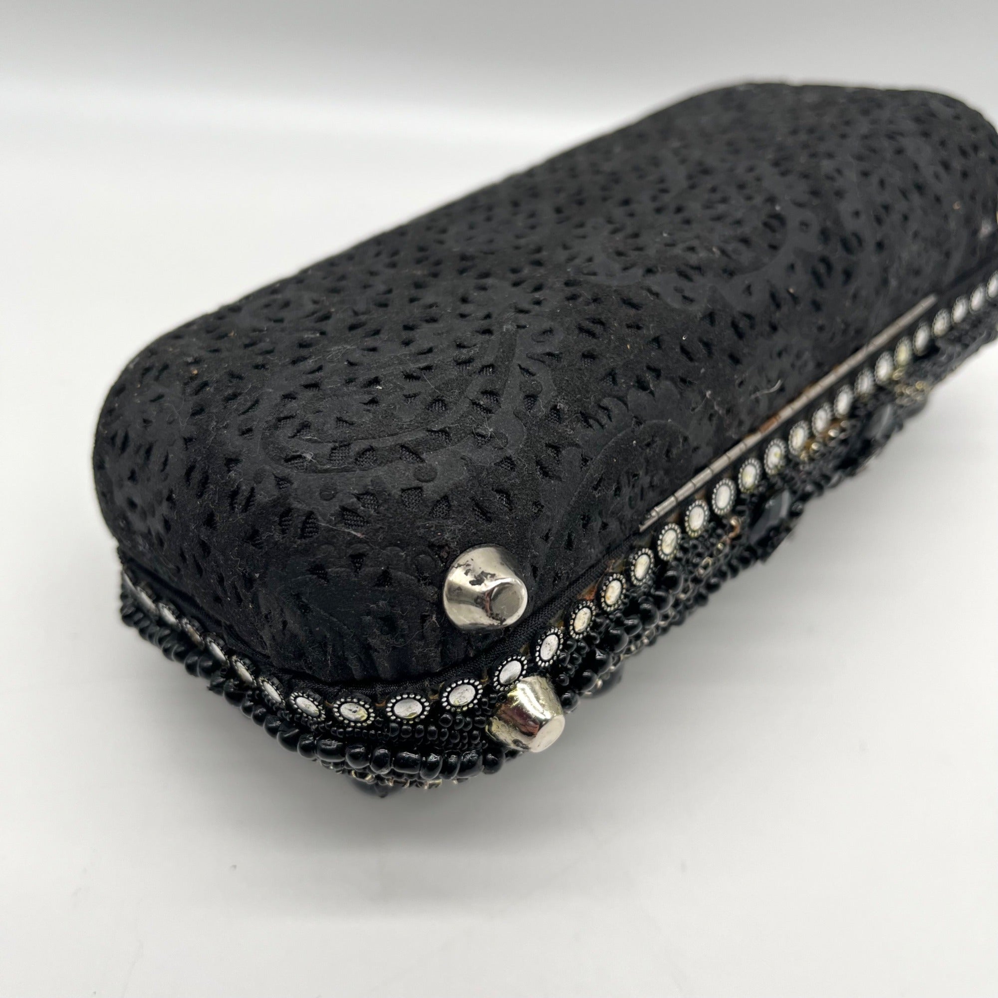 Mary Frances Sublime Black Beaded &amp; Jeweled Embellished Clutch