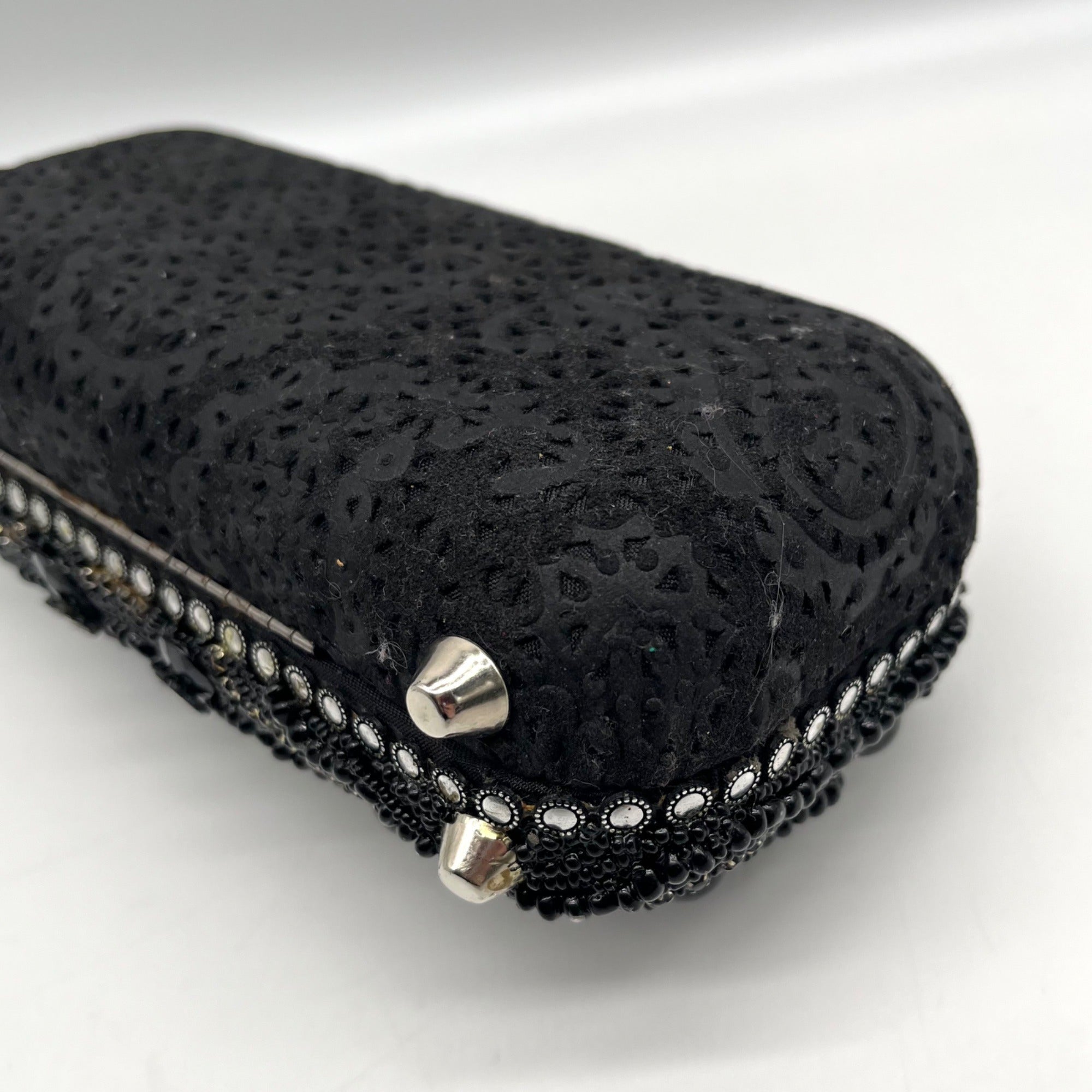 Mary Frances Sublime Black Beaded &amp; Jeweled Embellished Clutch