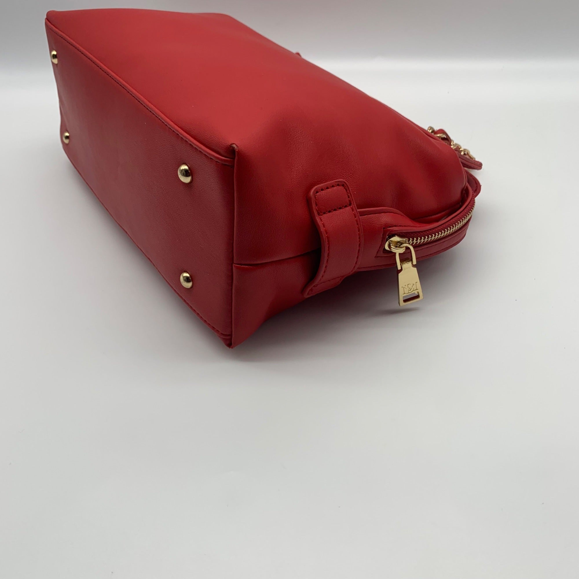 Badgley Mischka Red Vegan Leather Chain Strap Shoulder Bag