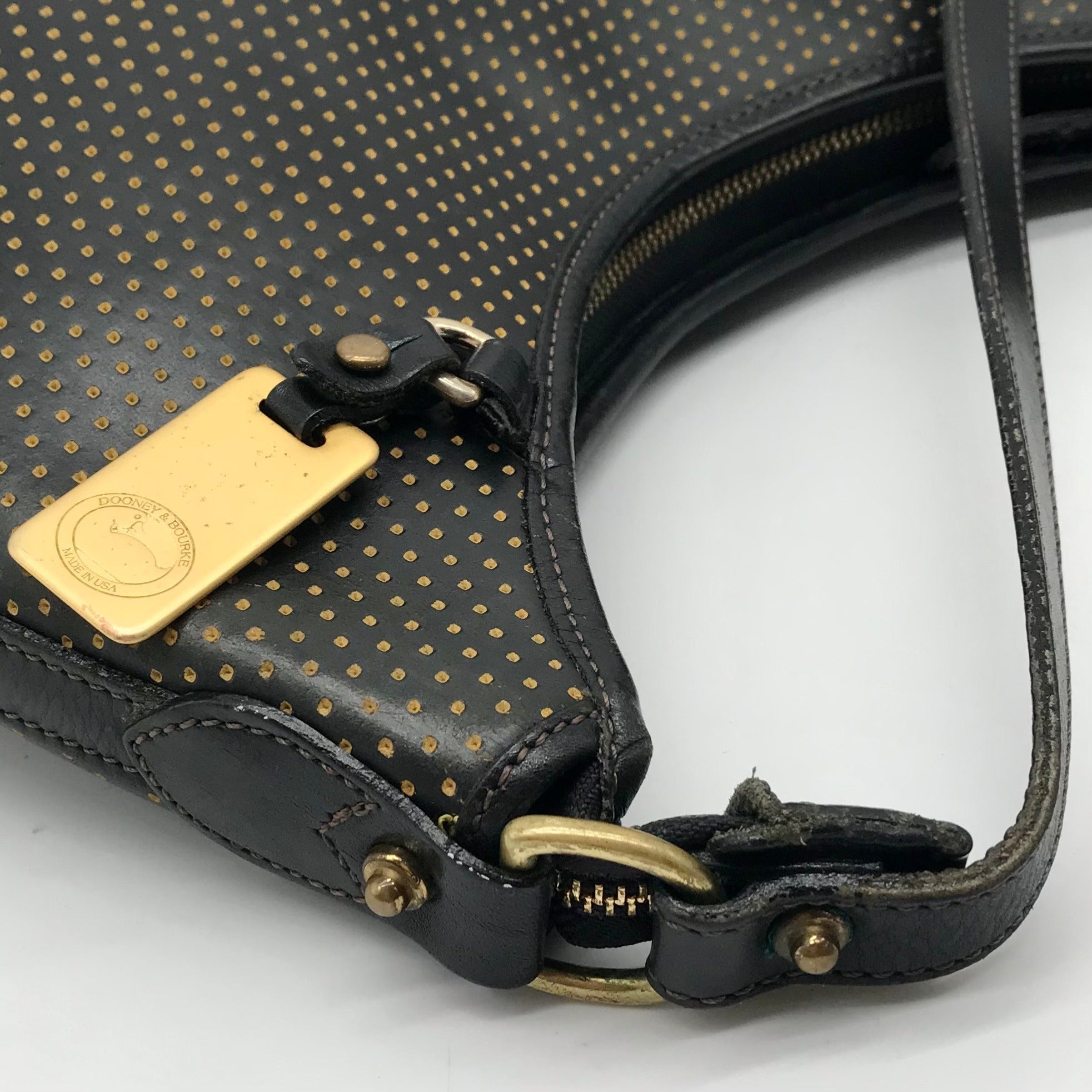 Vintage Black Dooney &amp; Bourke Perforated Leather Hobo Bag