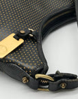 Vintage Black Dooney & Bourke Perforated Leather Hobo Bag