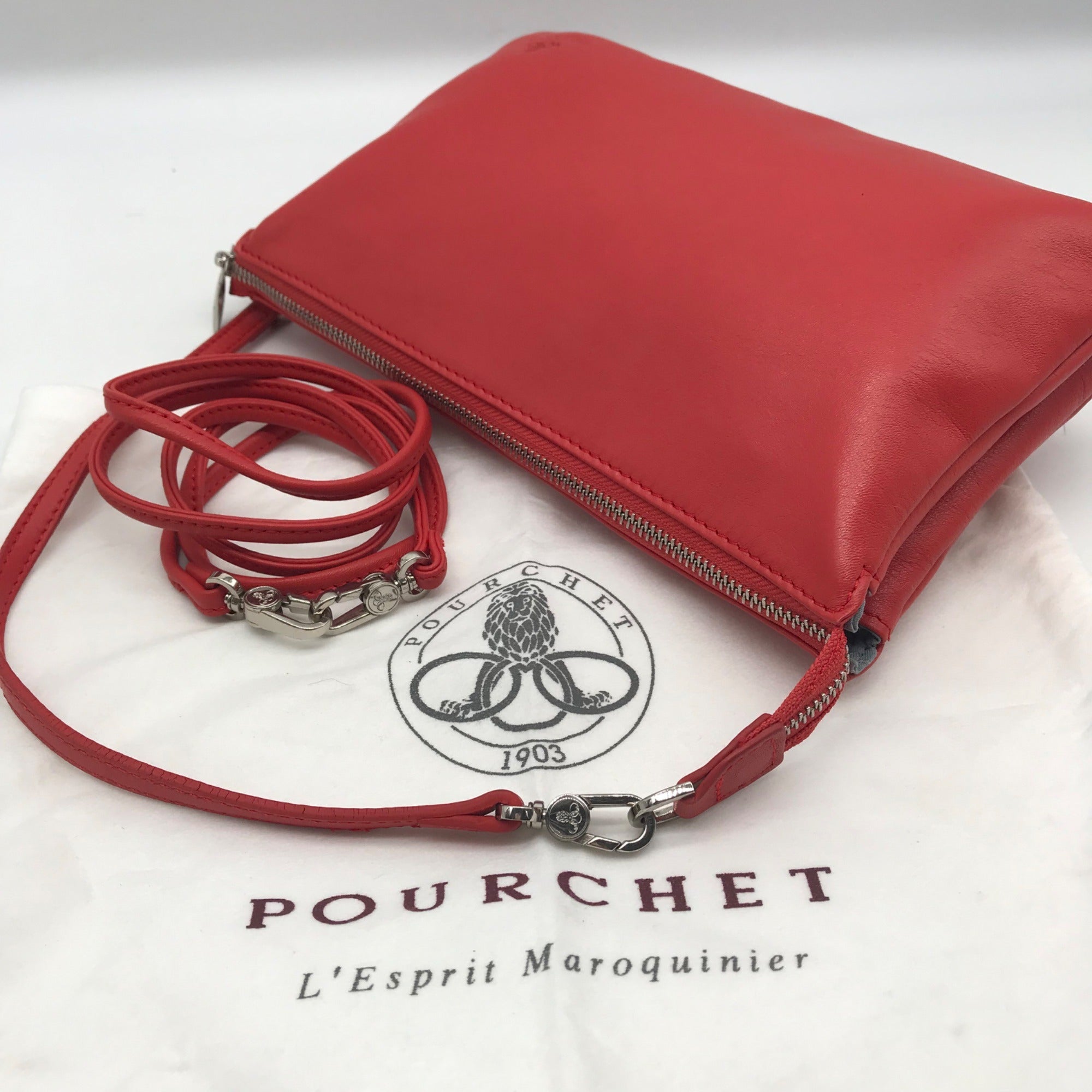 Maison Pourchet Red Leather Crossbody Bag