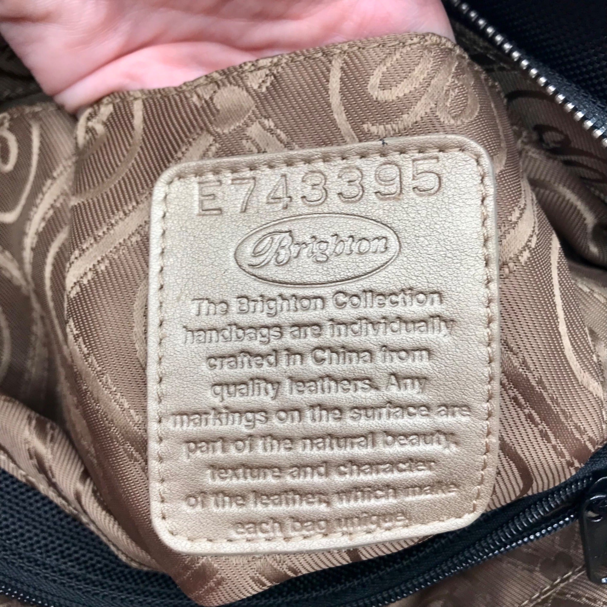 Brighton Black Fabric And Faux Python Embossed Leather Trim Shoulder Bag