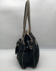 Brighton Black Fabric And Faux Python Embossed Leather Trim Shoulder Bag