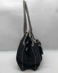 Brighton Black Fabric And Faux Python Embossed Leather Trim Shoulder Bag