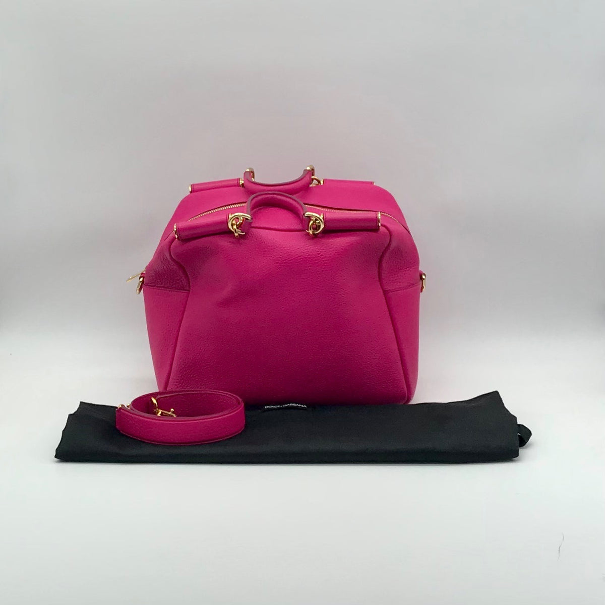 Dolce &amp; Gabbana Pink Pebbled Leather Satchel Bag