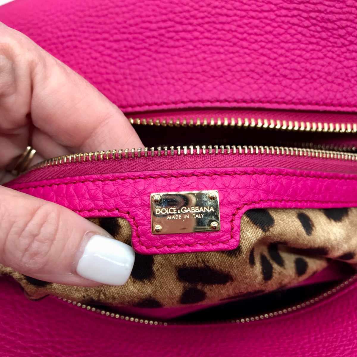 Dolce &amp; Gabbana Pink Pebbled Leather Satchel Bag