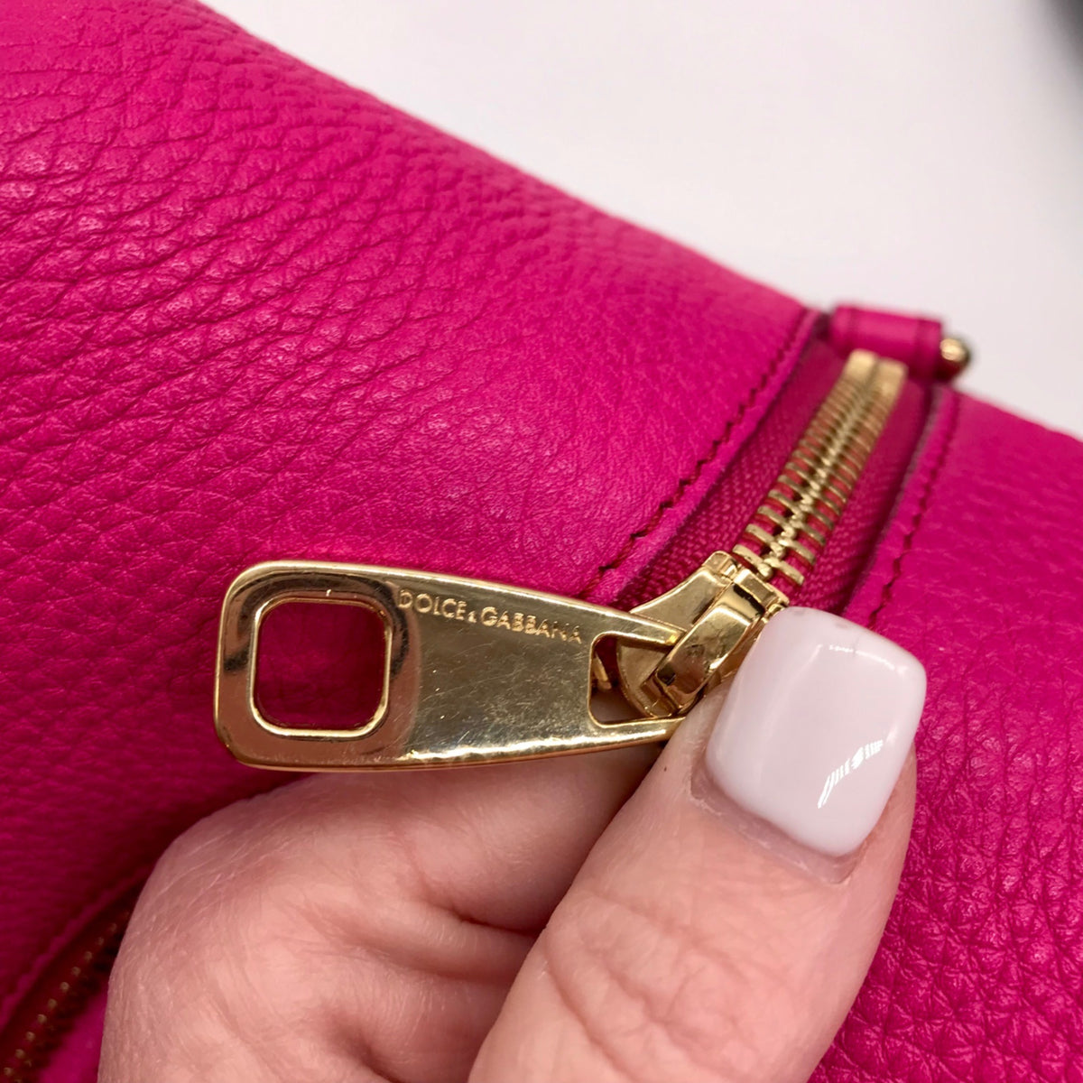 Dolce &amp; Gabbana Pink Pebbled Leather Satchel Bag