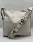 Diane von Furstenberg White Pebbled Leather Crossbody Bag