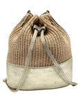 Borse In Pelle Tan Raffia Mini Bucket Bag