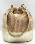 Borse In Pelle Tan Raffia Mini Bucket Bag