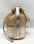Borse In Pelle Tan Raffia Mini Bucket Bag