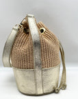 Borse In Pelle Tan Raffia Mini Bucket Bag