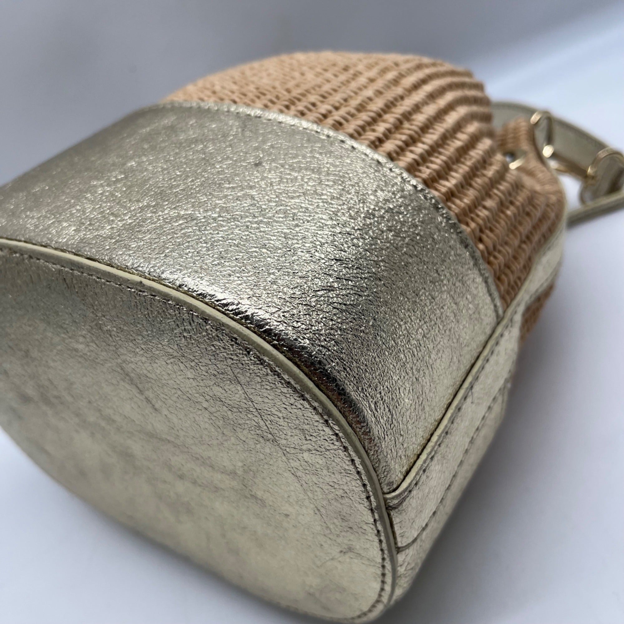 Borse In Pelle Tan Raffia Mini Bucket Bag