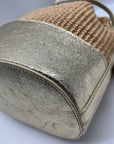 Borse In Pelle Tan Raffia Mini Bucket Bag