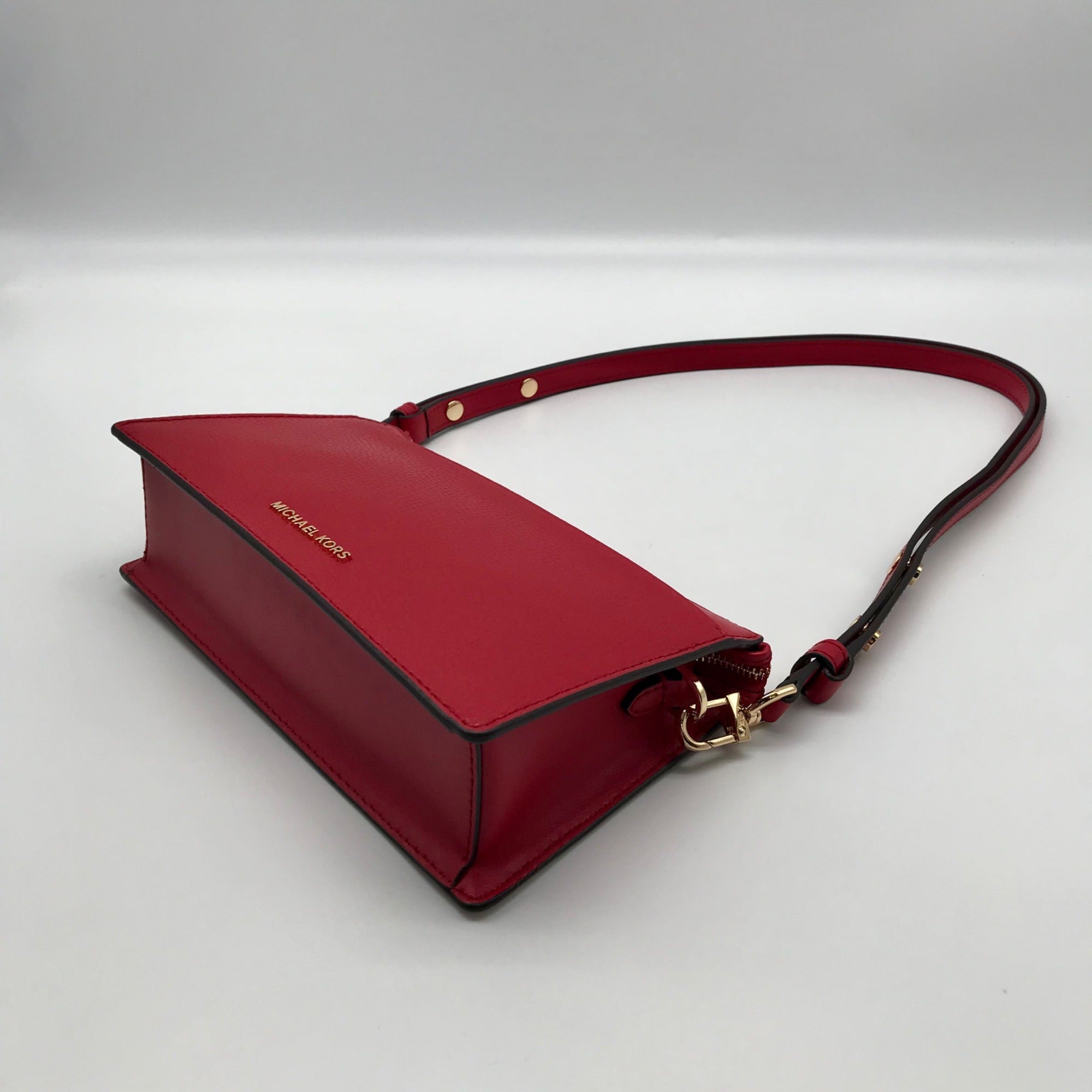 Michael Kors Empire Crimson Red Leather Convertible Crossbody - NWT