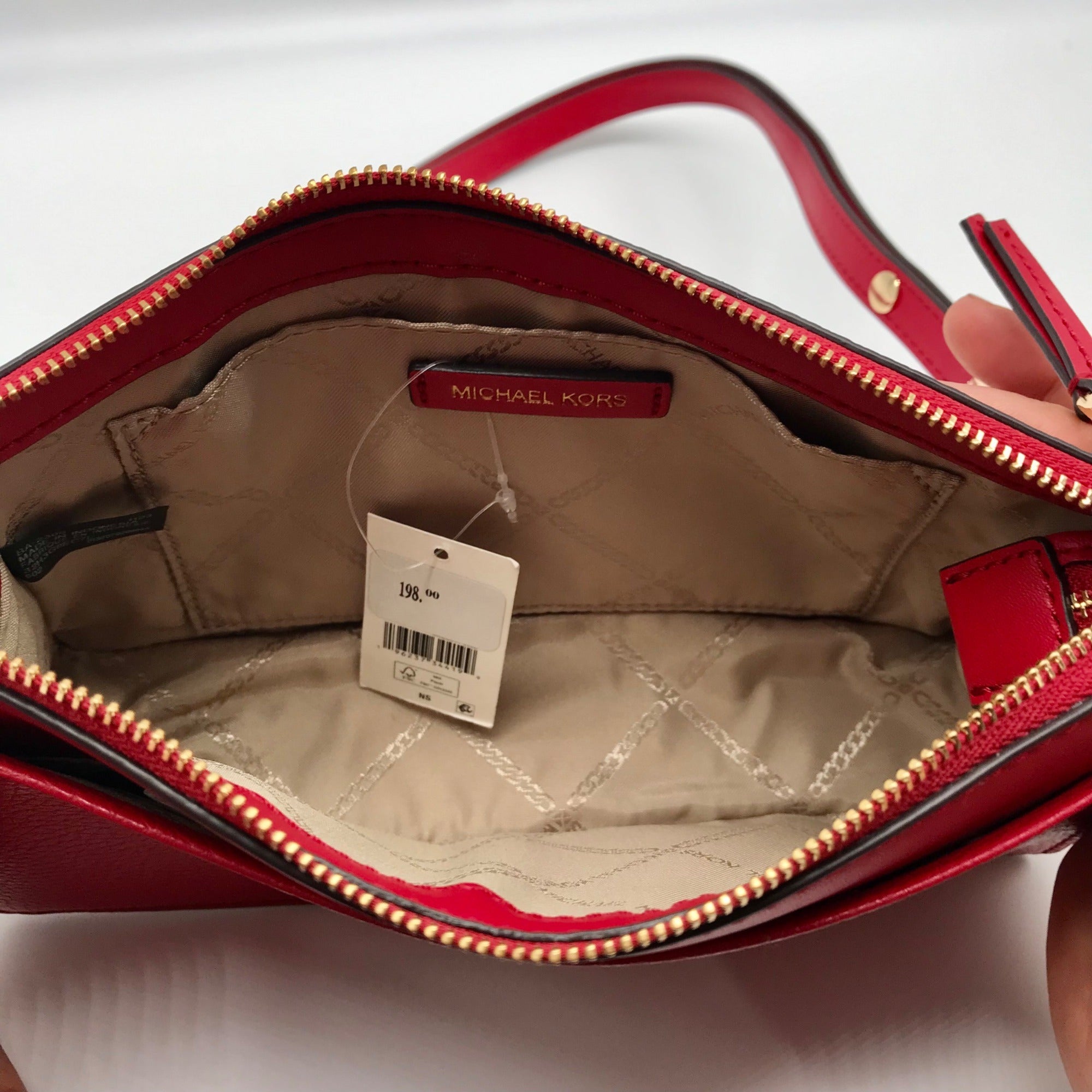 Michael Kors Empire Crimson Red Leather Convertible Crossbody - NWT