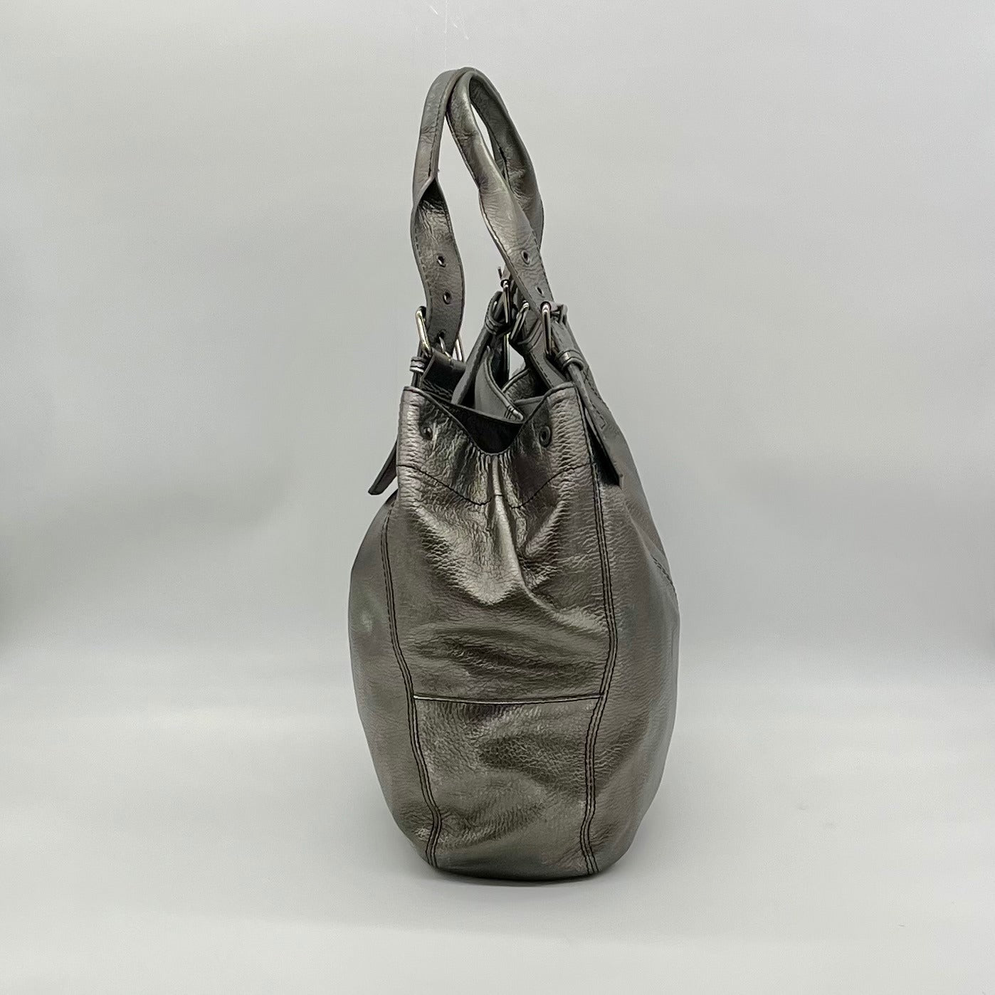 Maurizio Taiuti Grey Leather Handbag