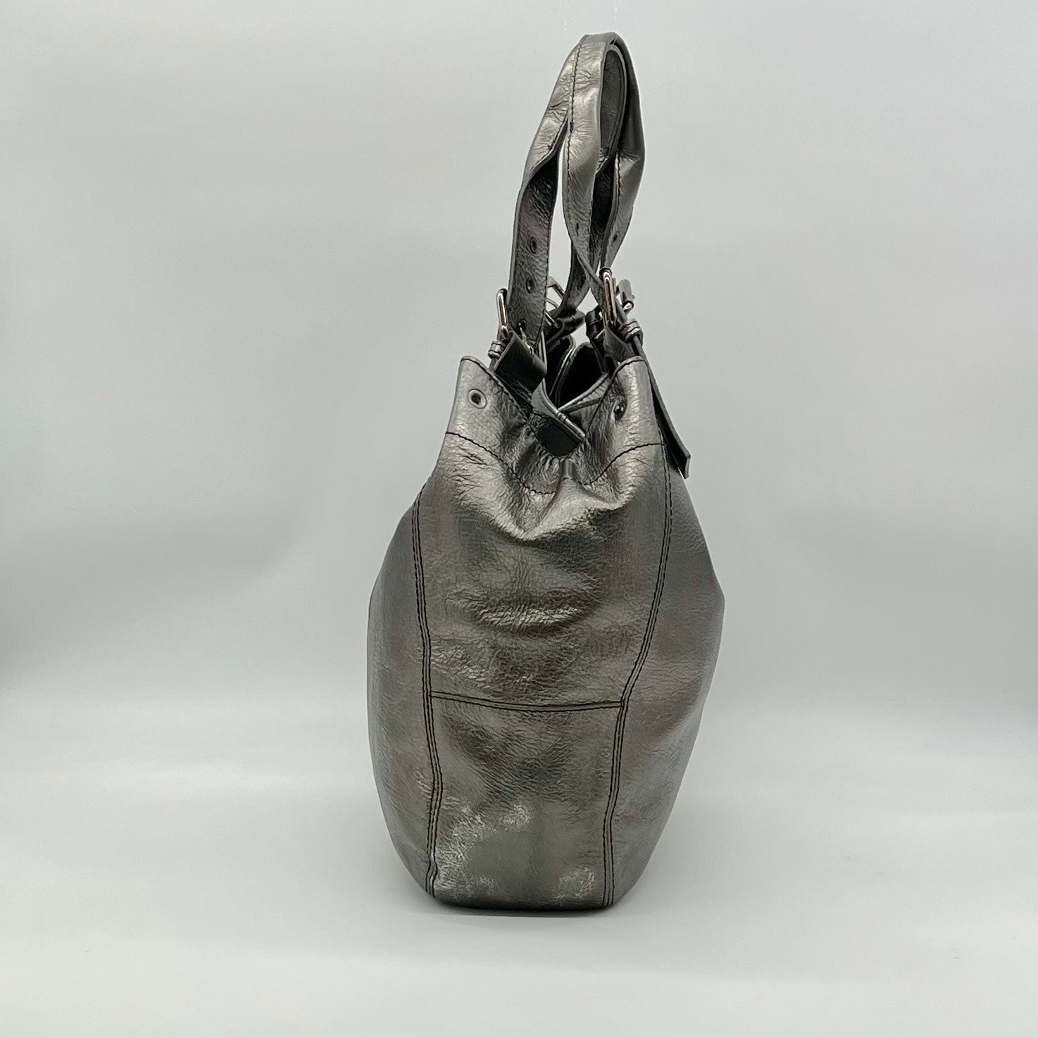 Maurizio Taiuti Grey Leather Handbag