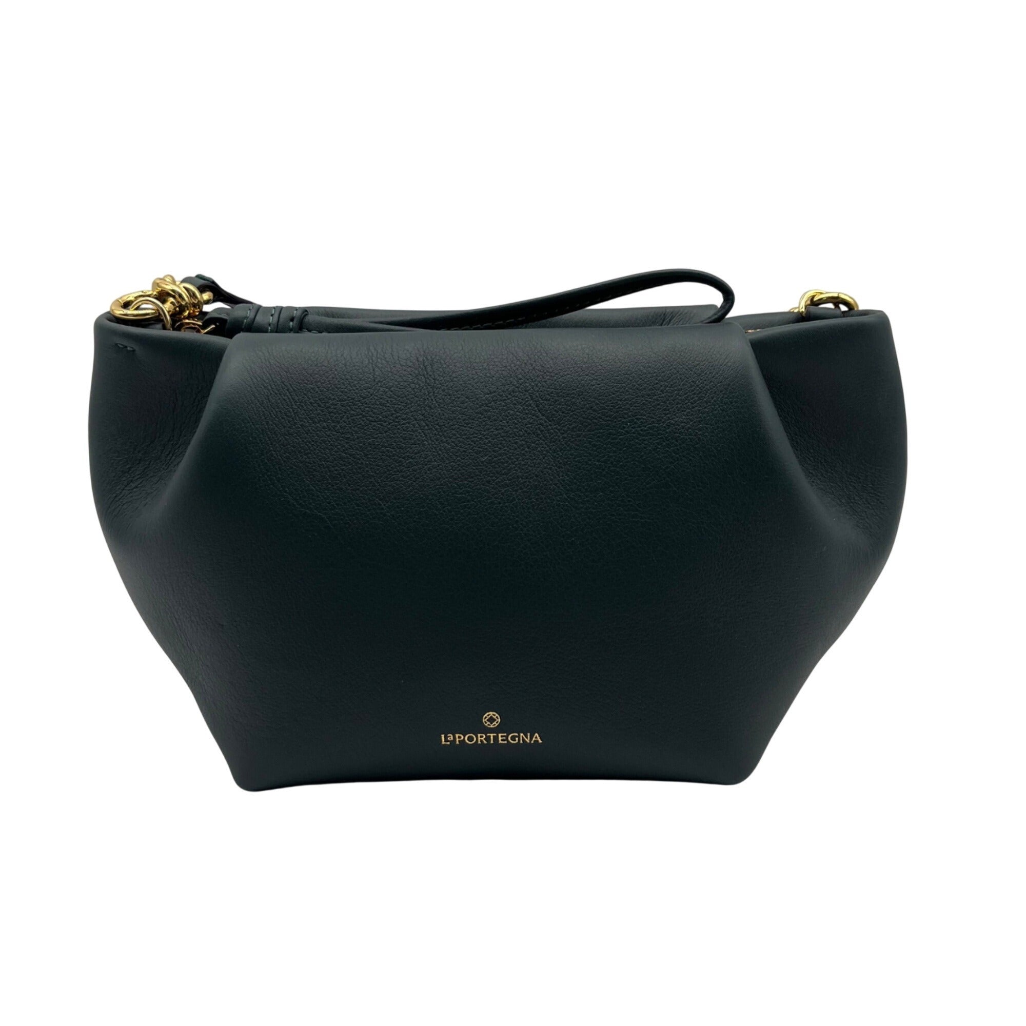 La Portegna Forest Green Leather Marta Wristlet