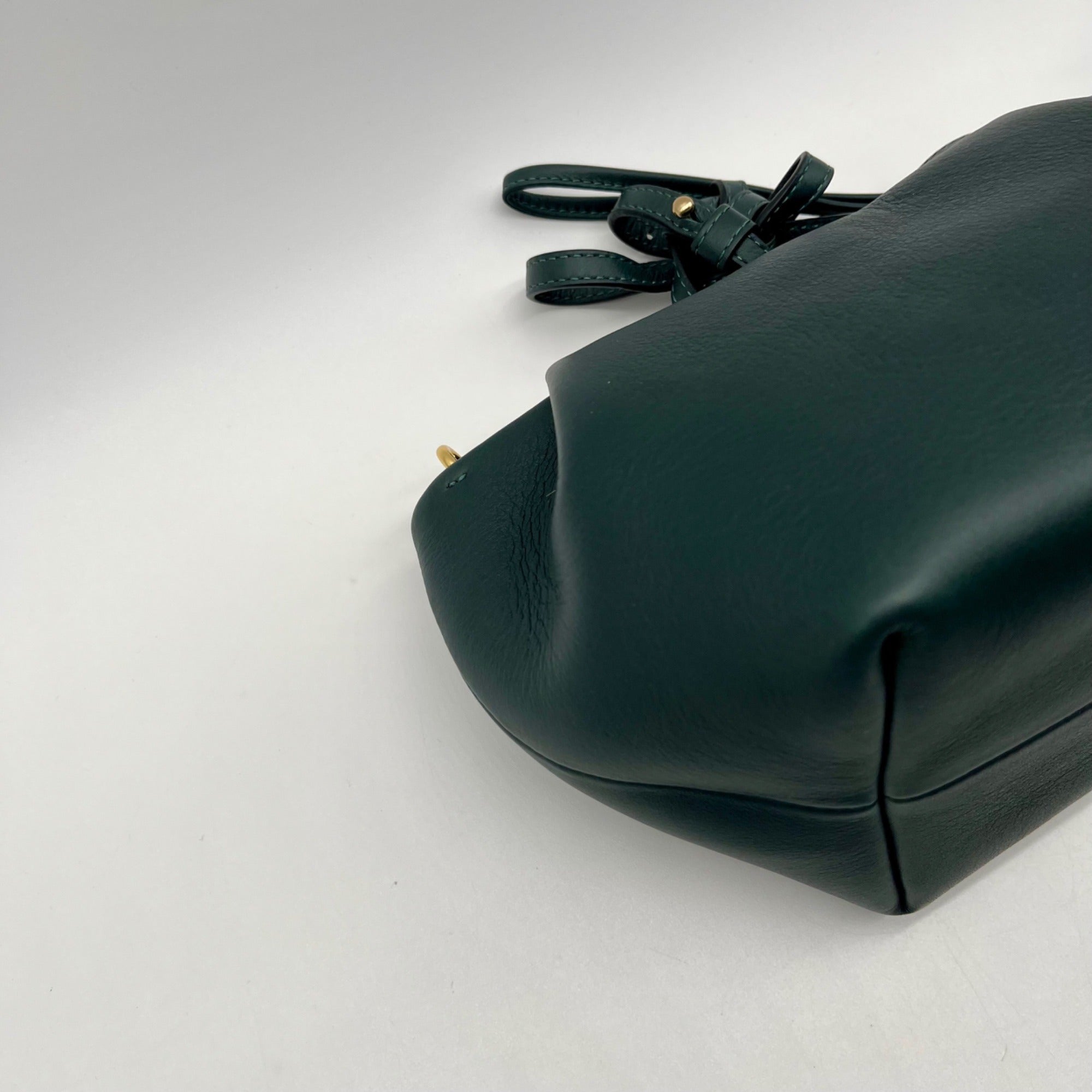 La Portegna Forest Green Leather Marta Wristlet