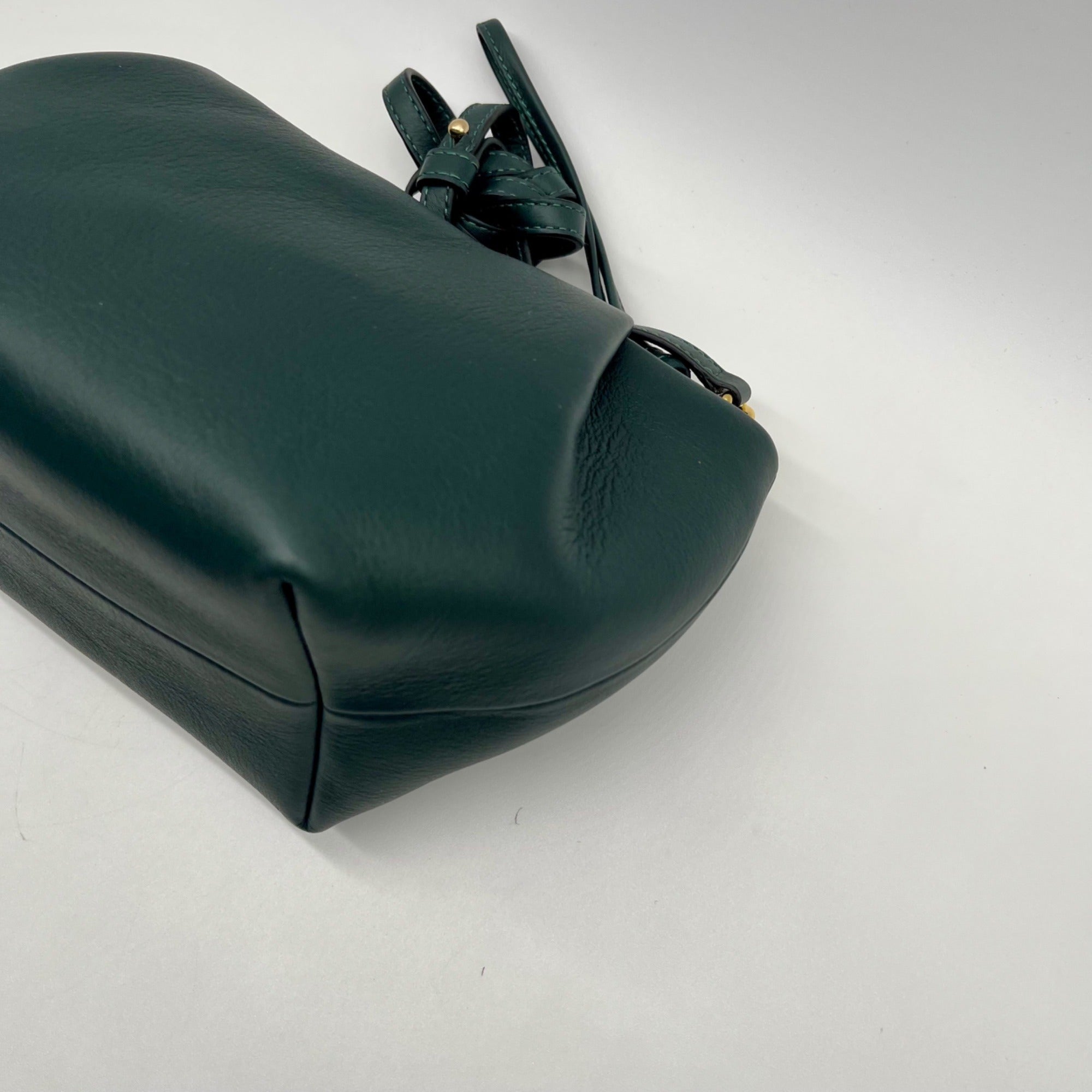 La Portegna Forest Green Leather Marta Wristlet